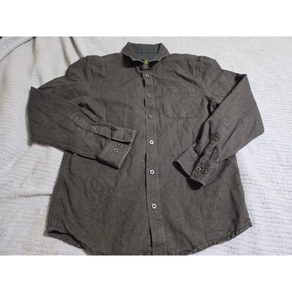Prana Mens Long Sleeve‎ Button Down Shirt Gray Heather Outdoor Casual Size Small